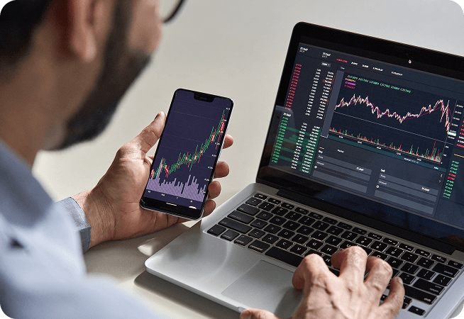 Investor reviewing XChange Place fund portfolio